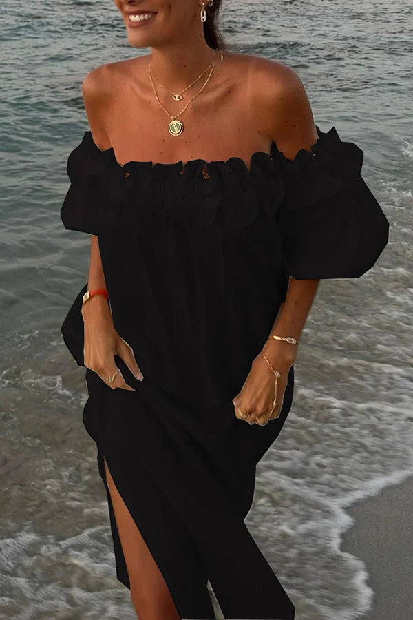 Abito Midi Elegante e Confortevole con Spalle Scoperte per Donna | Janine