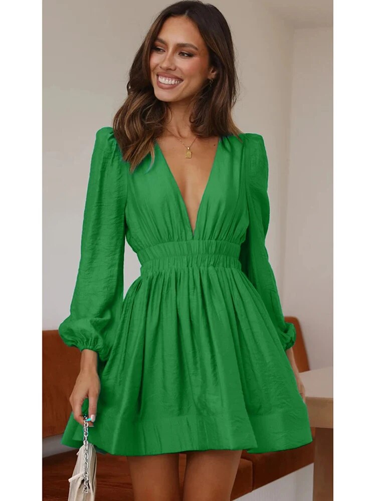 Abito Mini con Scollo a V per Donna