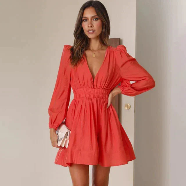 Abito Mini con Scollo a V per Donna