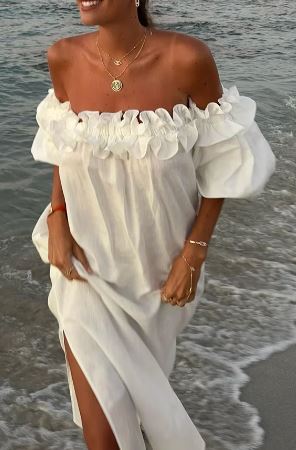 Abito Midi Elegante e Confortevole con Spalle Scoperte per Donna | Janine
