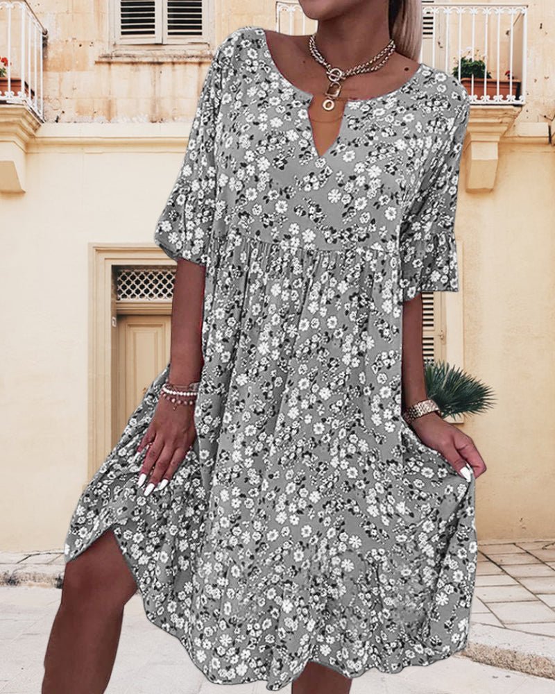 Abito Midi Floreale con Vestibilità Fluente da Donna